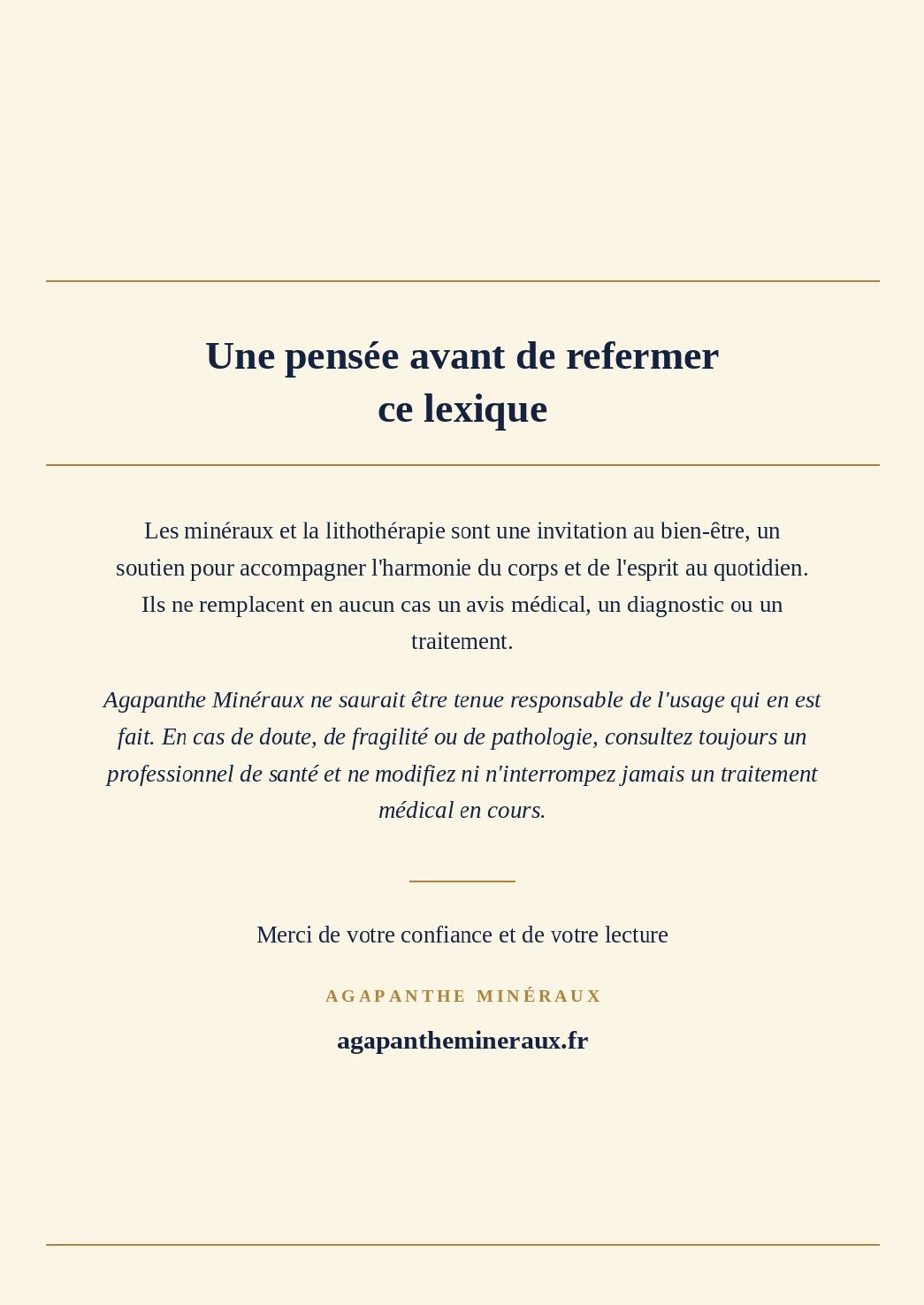 Lexique des minéraux — page 9 sur 9